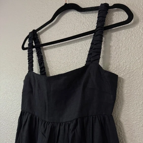 NWOT Reformation Tana Linen Maxi Dress Black Relaxed Summer Holiday M Size 6-8 - Picture 7 of 8